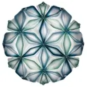 Slamp La Vie ceiling lamp, medium blue, circular design with layered petal segments and silver fasteners, glossy finish.