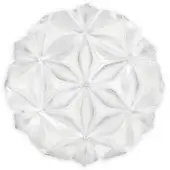 Slamp La Vie ceiling lamp, white molded plastic, radial petal design with silver screws, circular form, studio product shot.