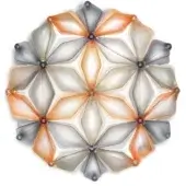 Slamp La Vie Mini Amber ceiling lamp, translucent acrylic geometric design with radial petal segments in amber, gray, and off-white tones.