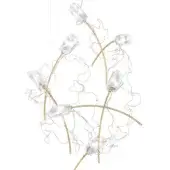 Slamp Tulip suspension lamp, brass armature, nine translucent tulip-shaped glass shades, crystalline facets, floral design, studio lighting.