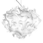 Slamp Veli suspension lamp, white translucent plastic, large spherical layered design with diffused studio lighting.