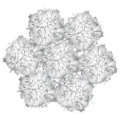 Abstract metallic sculpture, layered gray petals, asymmetrical organic form, textured surface, diffused lighting, white background.