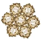 Slamp Veli Bottom Gold Technical lamps, layered gold metallic construction, radiating petal-like segments, diffused light, white background.