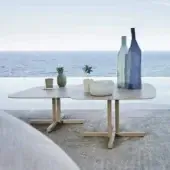 Distinguished Roberti Rattan Key West coffee table with Cipria finish and powder-coated aluminum structure