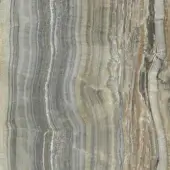 Grey onyx texture sample displaying layered bands of muted grey, beige, tan, and brown with a smooth, polished, translucent stone composition.