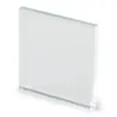 Frosted glass block, clear acid-etched finish, rectangular shape with polished edges and diffused light refraction, studio product shot.