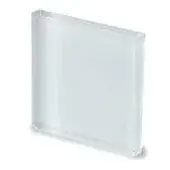 Frosted glass block, white, rectangular form with diffused matte finish and cleanly cut edges, minimalist aesthetic, studio lighting.