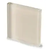 Acid-etched glass block, champagne-toned, beveled edges, diffused texture, angled studio presentation, Sovet Italia aes1.