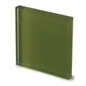 Sovet Italia Tev2 Moss Green lacquered glass panel, rectangular shape, polished edges, translucent color, studio shot.