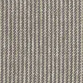 Woven polypropylene fabric sample, gray and beige-gold vertical stripes, dense matte texture, linear pattern, neutral color palette, outdoor use.