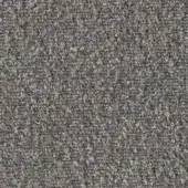 Recycled textile surface, muted gray looped pile, speckled texture with subtle tonal variations, sample code C149 visible.