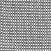 Woven gray textile with repeating circular perforations, dense uniform weave, subtle sheen, and textural variation from raised edges.