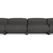 Talenti Icon Casilda sectional sofa, dark gray textured fabric, linear four-module configuration with dark metal frame and wooden armrests.