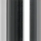 Polished chrome cylindrical metal object with vertical striations, displaying “tonon > metal > 40 polished chrome” text at the base, illuminated evenly.