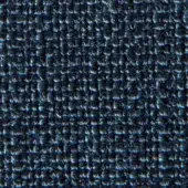 Dark blue woven fabric sample with a grid pattern, featuring repeated “verzelloni” text and identifiers within the textured surface.
