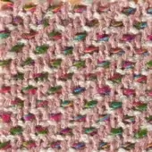 Woven fabric texture, blush pink and cream, irregular pattern with turquoise, gold, magenta threads; Adele 15062, Vezzelloni collection.