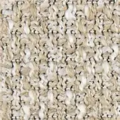 Woven fabric texture, off-white and beige, irregular vertical weave with nubby yarns and visible knots; product code "belfort 18008" visible.