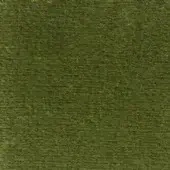 Olive-green woven fabric sample with linear texture, dark flecks, matte finish, and "verzelloni celine 15037" label detail visible.