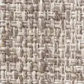 Woven fabric texture, beige and gray yarns, irregular heathered pattern with thick horizontal and vertical bands, slightly fuzzy surface.