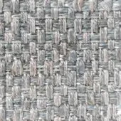 Woven gray fabric texture with irregular grid, silver and charcoal tones, golden thread accents, robust vertical weave, and a slightly rough surface.