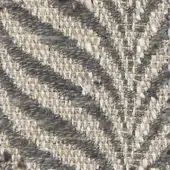 Herringbone woven fabric with muted gray and creamy beige tones, displaying a dense, slightly irregular chevron texture and matte finish.