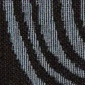 Houndstooth fabric texture, black and light blue woven pattern, dense rigid weave with subtle sheen, verzelloni label visible.