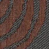 Woven fabric texture, dark gray and reddish-brown zigzag pattern, tight structured weave with diagonal text “verzelloni opi 20022”.