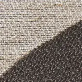 Woven fabric texture sample, beige and dark brown, diagonal split with grid and nubby matte finishes.