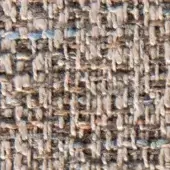 Heathered tweed fabric texture with gray, beige, and brown yarns displaying a nubby, irregular weave and subtle white flecks.