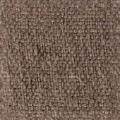 Woven fabric texture, muted brown tone, repeating circular pattern with raised nubby surface and dark brown grid threads, matte finish.
