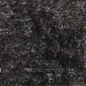 Serapi fabric sample, dark gray woven textile, irregular fiber texture with mottled appearance and light gray flecks.