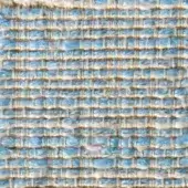 Woven fabric texture displays muted blue and beige grid pattern with embedded labels reading “verzelloni” and “steven 16018”, matte finish.
