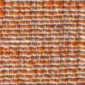 Woven fabric texture with horizontal stripes in off-white and orange, displaying a simple over-under weave and visible fiber irregularities.