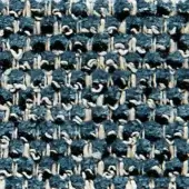 Teal tweed fabric texture with off-white warp and weft, exhibiting a nubby weave and subtle sheen, suggesting durability for upholstery.