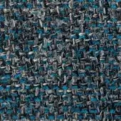 Teal, gray, and off-white tweed fabric texture with a dense, speckled weave and nubby fibers; verzelloni colorado 17008 textile.