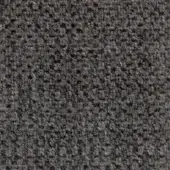 Dark gray woven fabric texture with a nubby surface and irregular holes, exhibiting a matte finish and dense, uniform weave.