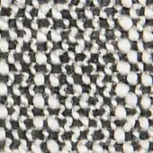 Woven fabric texture, white and dark gray yarns, basketweave pattern with raised surface and high contrast grid structure.