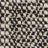Woven fabric texture, black and off-white yarns, irregular checkerboard pattern with looped knots, durable construction, verzelloni gent 18007.