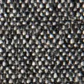 Woven fabric texture, black and gray yarns, grid pattern, dense weave, matte finish, textile sample with “verzelloni joni 15048” text.