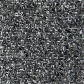 Dark gray woven fabric texture with irregular weave, visible fibers, and subtle sheen; includes fragmented text “verzelloni,” “fabric,” “liam.”