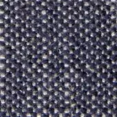 Basketweave fabric texture, muted blue and off-white yarns, regular grid pattern, matte finish, “Maori 11164” from verzelloni fabric collection.
