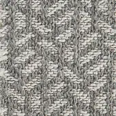 Woven fabric texture, silver and off-white yarns, irregular pattern with raised nubby quality, identified as verzelloni mevis 19033.