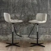 Distinguished Cattelan Italia Axel X stool with light beige fabric upholstery and polished aluminum base with matte finish