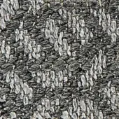 Black and silver-gray tweed fabric texture with irregular, chunky weave and nubby surface; vertical and horizontal yarn structure.