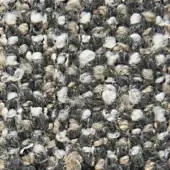 Gray and beige tweed fabric texture with speckled white fibers, irregular nubby weave, matte finish, and nuanced tonal depth.