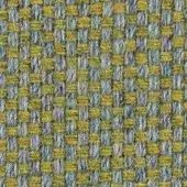 Woven fabric texture with grid pattern in muted mustard yellow and gray-blue tones, featuring a slightly raised, nubby surface.