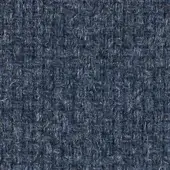 Deep blue woven fabric texture with looped pile, subtle tonal variations, and scattered silver-grey strands; uniform structure, durable appearance.