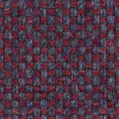 Woven argali fabric sample features a grid pattern in navy blue and burgundy red, with a matte, textured surface and visible threads.