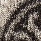Herringbone fabric texture in muted gray and dark brown tones, dense weave with visible threads, matte finish, sample labeled “deva 20012”.