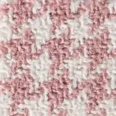 Woven verzelloni fabric sample, muted pink and off-white checkerboard pattern, dimensional nubby texture, model 15055 fabric (top).